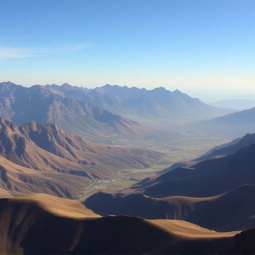 Panoramic view of the Drakensberg Mountains, with jagged peaks and rolling hills